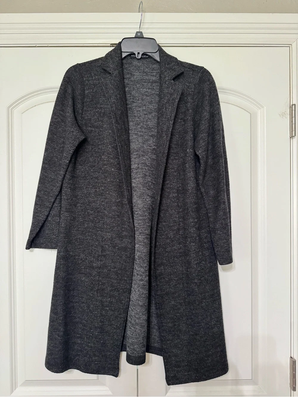 Nally & Millie Charcoal Open-Front Long Cardigan